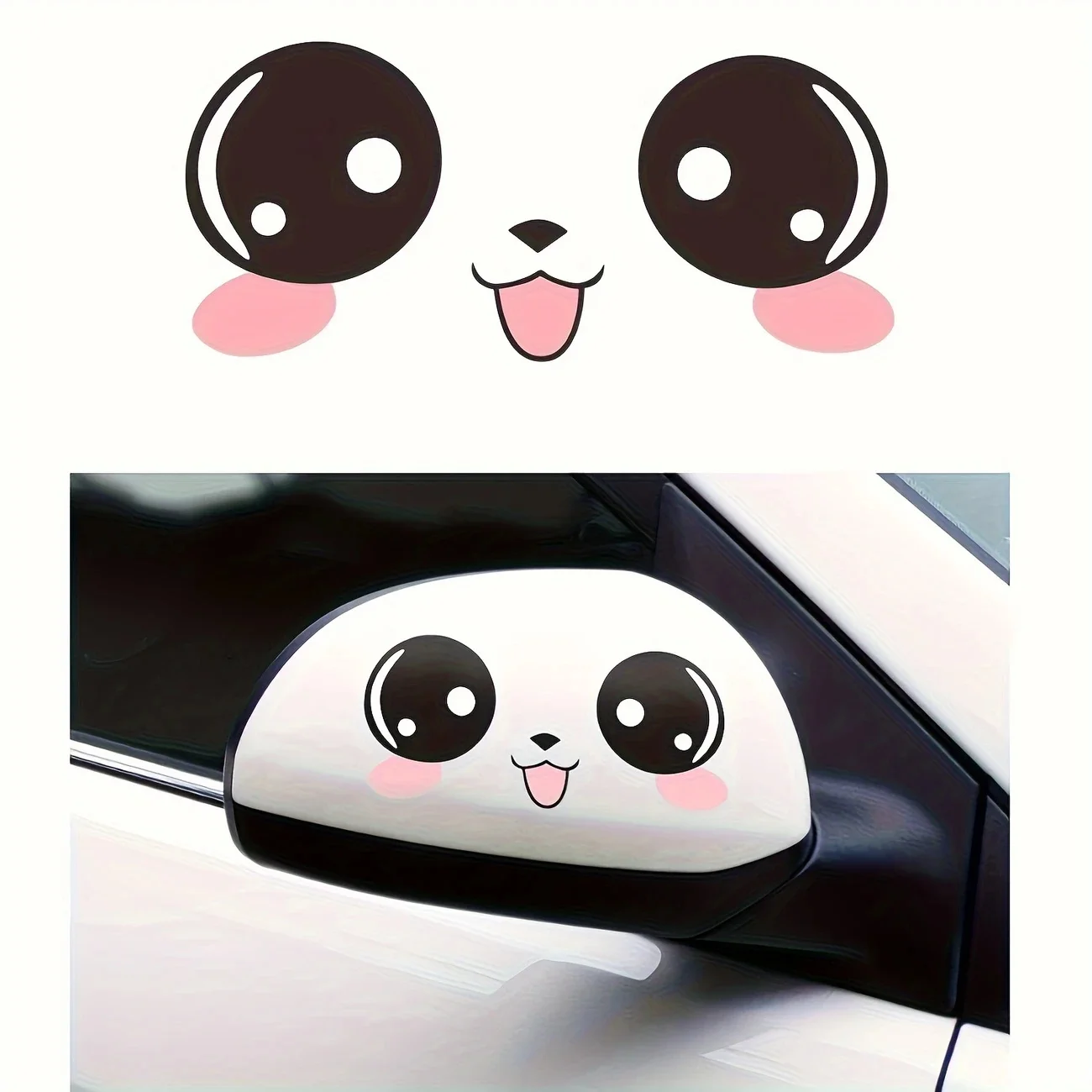 14x6cm Adorable joyful Face Car Mirror Decals Car Stickers Scratch Blocking Self-Adhesive Decal, Used for Car, Laptop