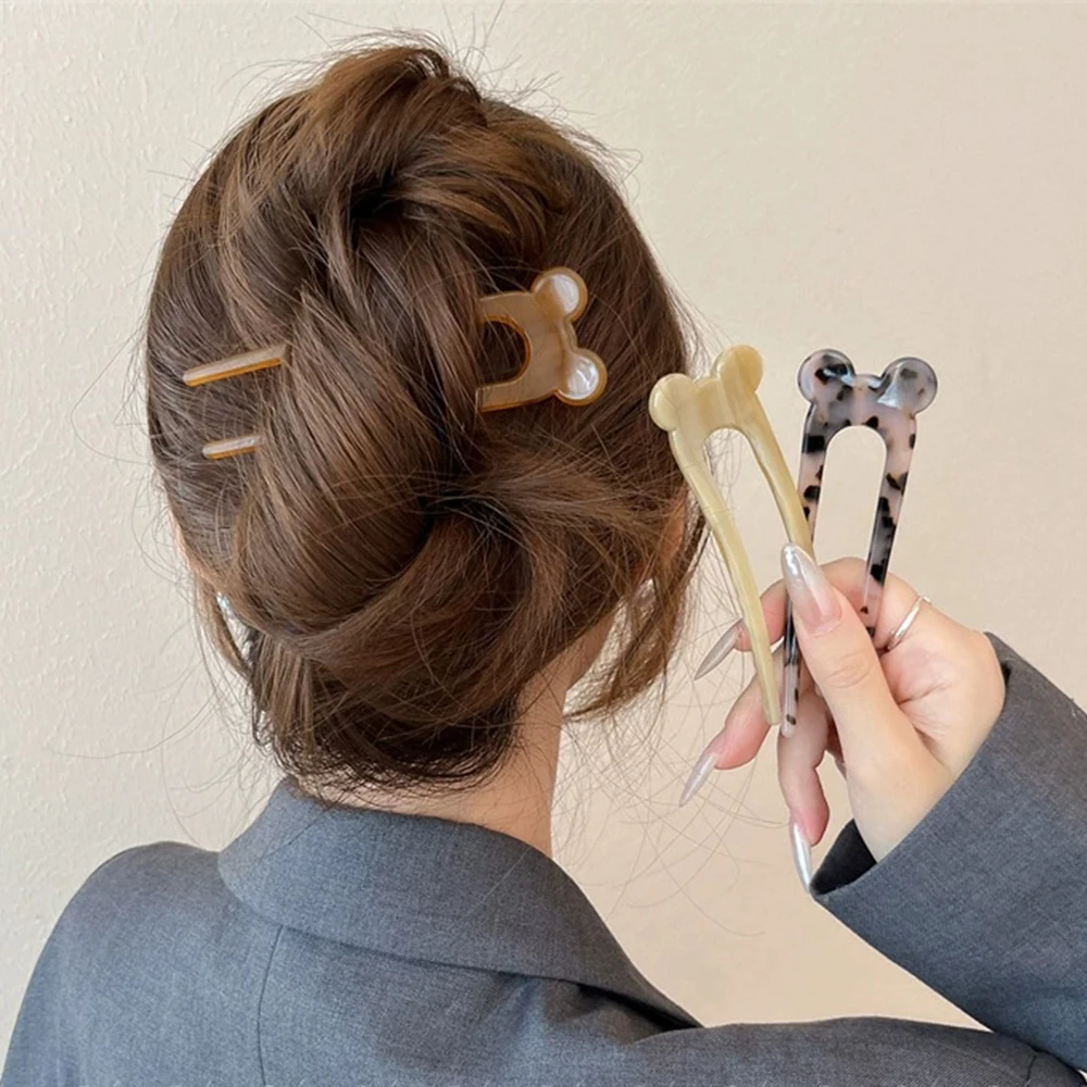 Mode Katze U-Förmigen Haar Sticks Cartoon Acetat Haarnadeln Frau Mädchen Haar Gabel Elegante Headwear Haar Zubehör Styling werkzeuge