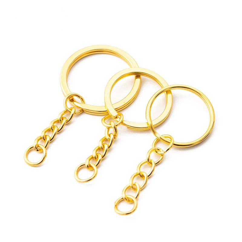 10pcs/Lot Multi Specification Keyring Four Knot Chain Keychain Keyring Pendant with Tempered Keyring DIY Handmade Material