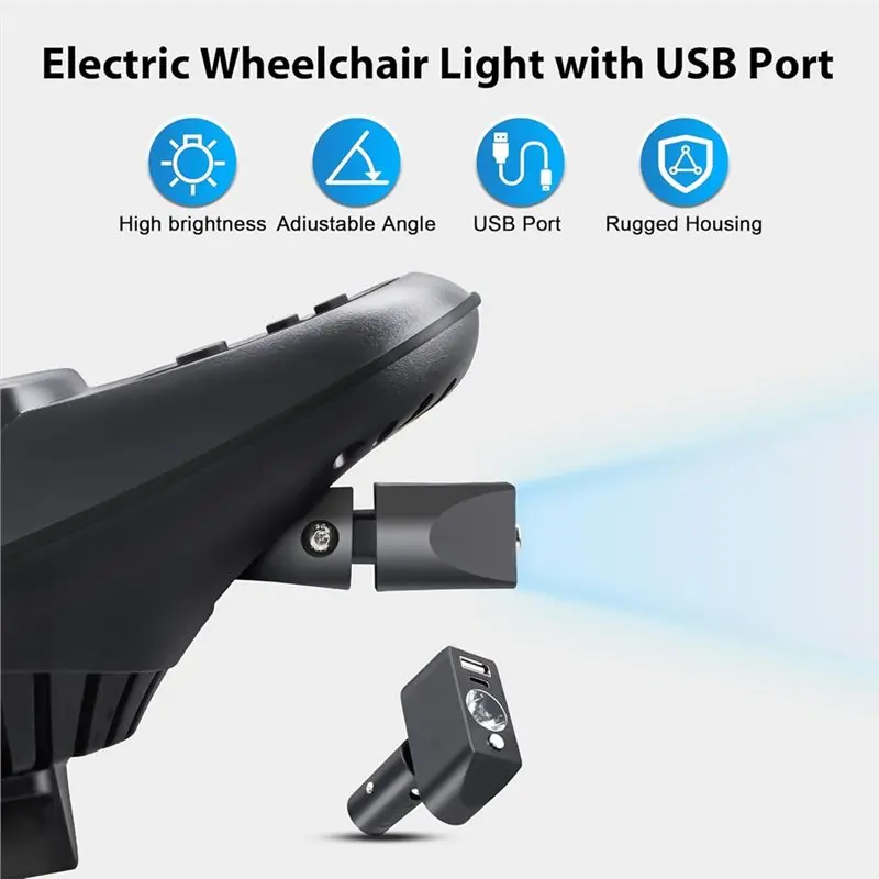 A52T Electric for Motorized Wheelchair Accessories Led Light Power Wheelchair High Brightness Adjustable Angle