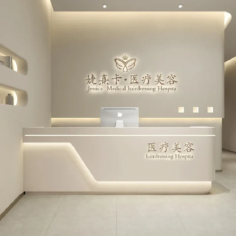 Office Mobile Store Reception Desks Modern Podium Beauty Salon Luxury Front Desk White