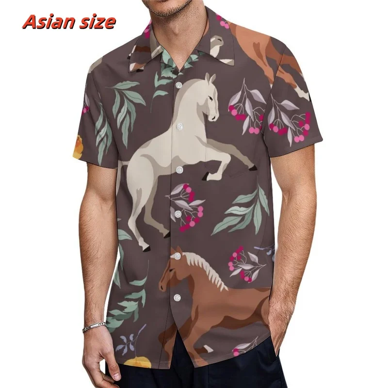 Skeleton Horse Toucan Graphic Beach Shirt For Men Whale Pigeon Tree 3D Printed Hawaiian Shirts Summer Loose Short Sleeve Blouses