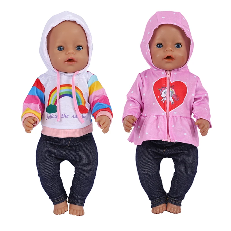 New Jacket 43 cm Doll Clothes Rainbow Hoodies Baby Born Clothes Reborn Doll Accessories Doll Customizing Supplies Girl Toys Gift