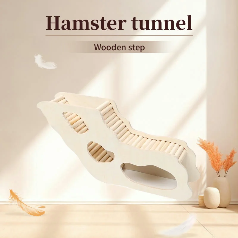 Wooden Hamster Under-ground Hiding Tunnel w/ Climbing Ladder for Hamsters Gerbils Mouse Small Pets Playing House