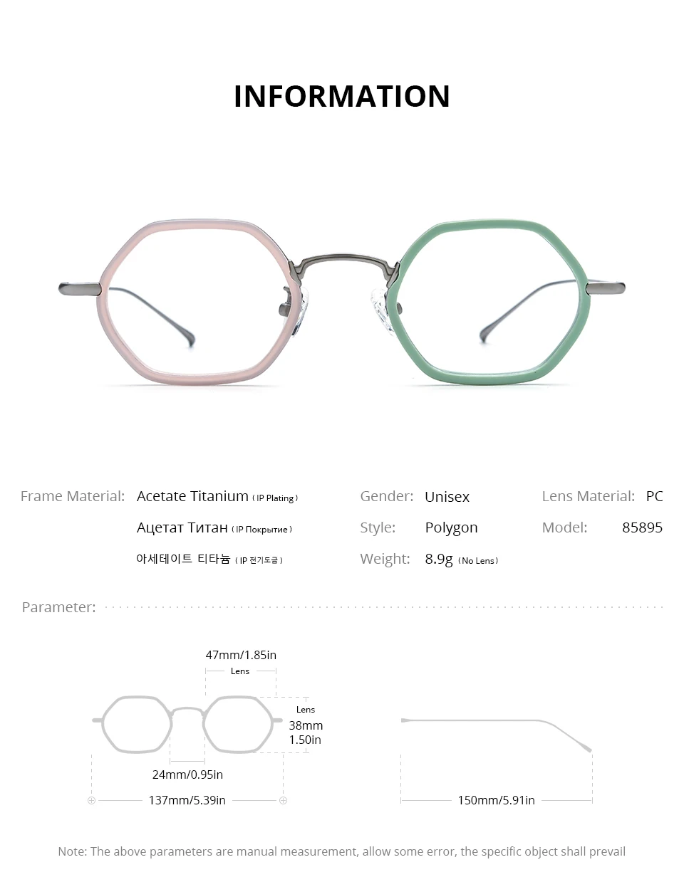 FONEX Acetat Titan Brille Rahmen Frauen 2025, Neue Mode Marke Design Retro Kleine Runde Brillen Männer Vintage Brillen 85844 – Detail 23