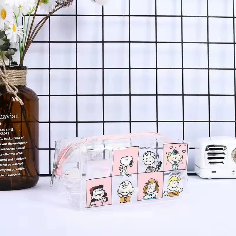 Snoopy Outdoor Girl Makeup Bag Women Necessary Cosmetic Bag Transparent Travel Organizer Cartoon Fashion Small Toiletry Pouch