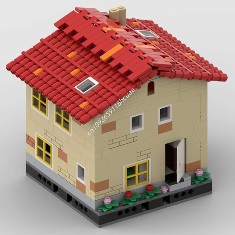 

792 шт. MOC коттедж в деревне, модульные здания STEM, образовательные строительные блоки, вдохновляющие рождественский подарок-сюрприз