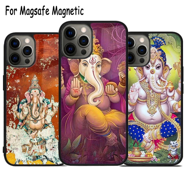 Ganesh Elephant God Wireless Charge Magsafe Phone Case For iPhone 15 16 14 13 11 12 Pro Max Plus Magnetic Bumper Cover