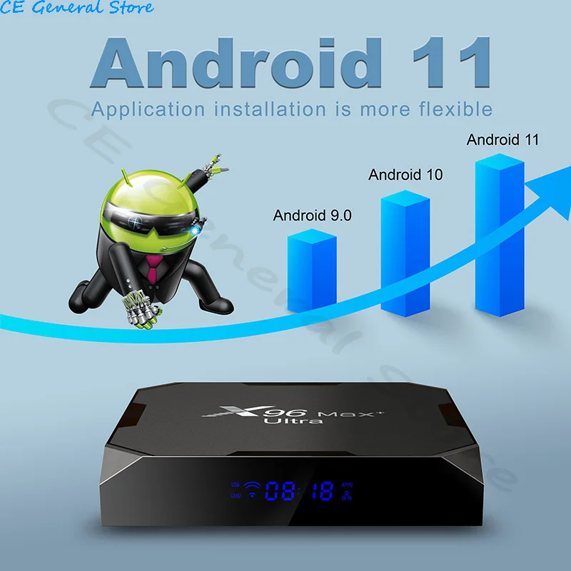 20224 X96Max Plus Ultra TV Box Android 11 Amlogic S905X4 4GB 64GB TVBOX AV1 8K Wifi BT X96 Max Media Player 4GB 32GB Set Top Box