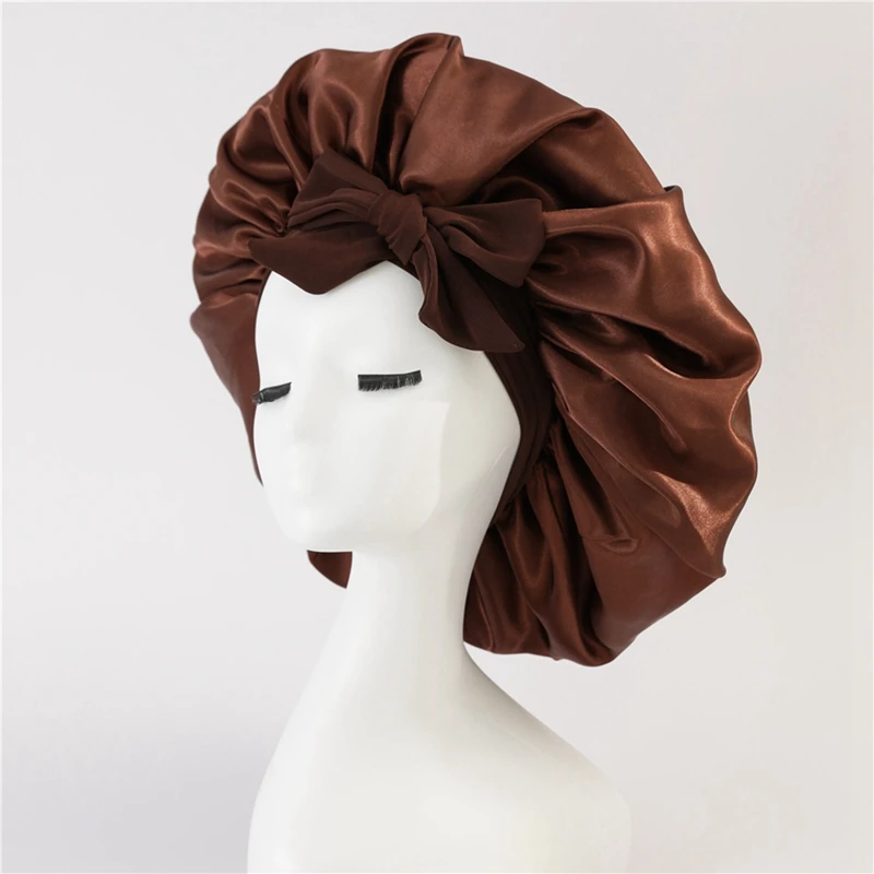 Women Hat Night Sleeping Shower Cap High Elastic Hair Bonnet Hat Head Cover Hair Care Bonnet Nightcap High Guality Black