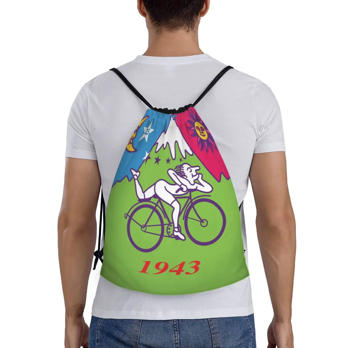 ألبرت هوفمان دراجة يوم LSD 1943 حقيبة ظهر برباط حقيبة رياضية للصالة الرياضية للنساء والرجال حقيبة تسوق حمضية