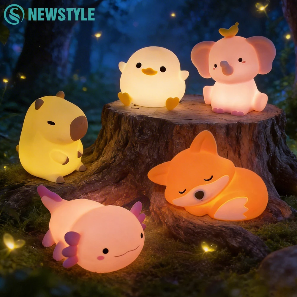 

Светодиодный ночник-игрушка в виде животных: милые утка и лиса, 2 уровня яркости, перезаряжаемый, для детской комнаты, декоративное освещение для стола