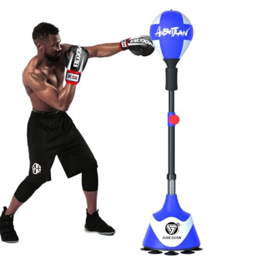 

Freestanding Reflex Bag with Stand Height Adjustable Speed Punching Ball for Reaction Fitness Training Stress Relief Workout fo