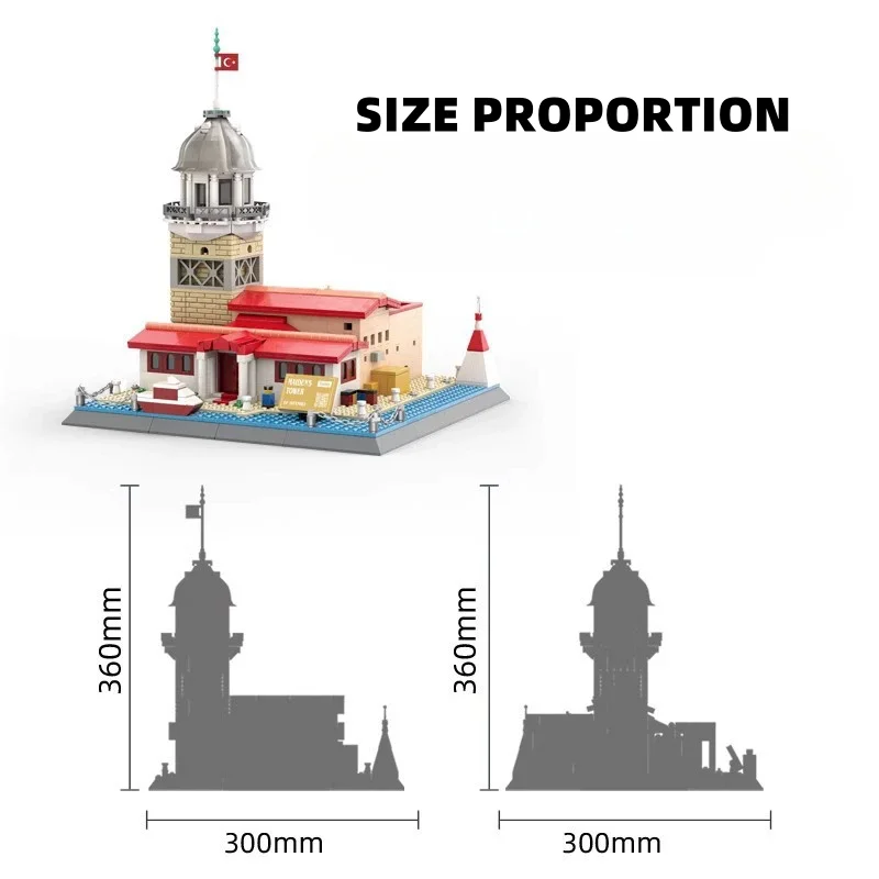 건축 벽돌 모델 터키 이스탄불 소녀 탑 조립 블록 건설 세트 장난감 성인 선물 909PCS