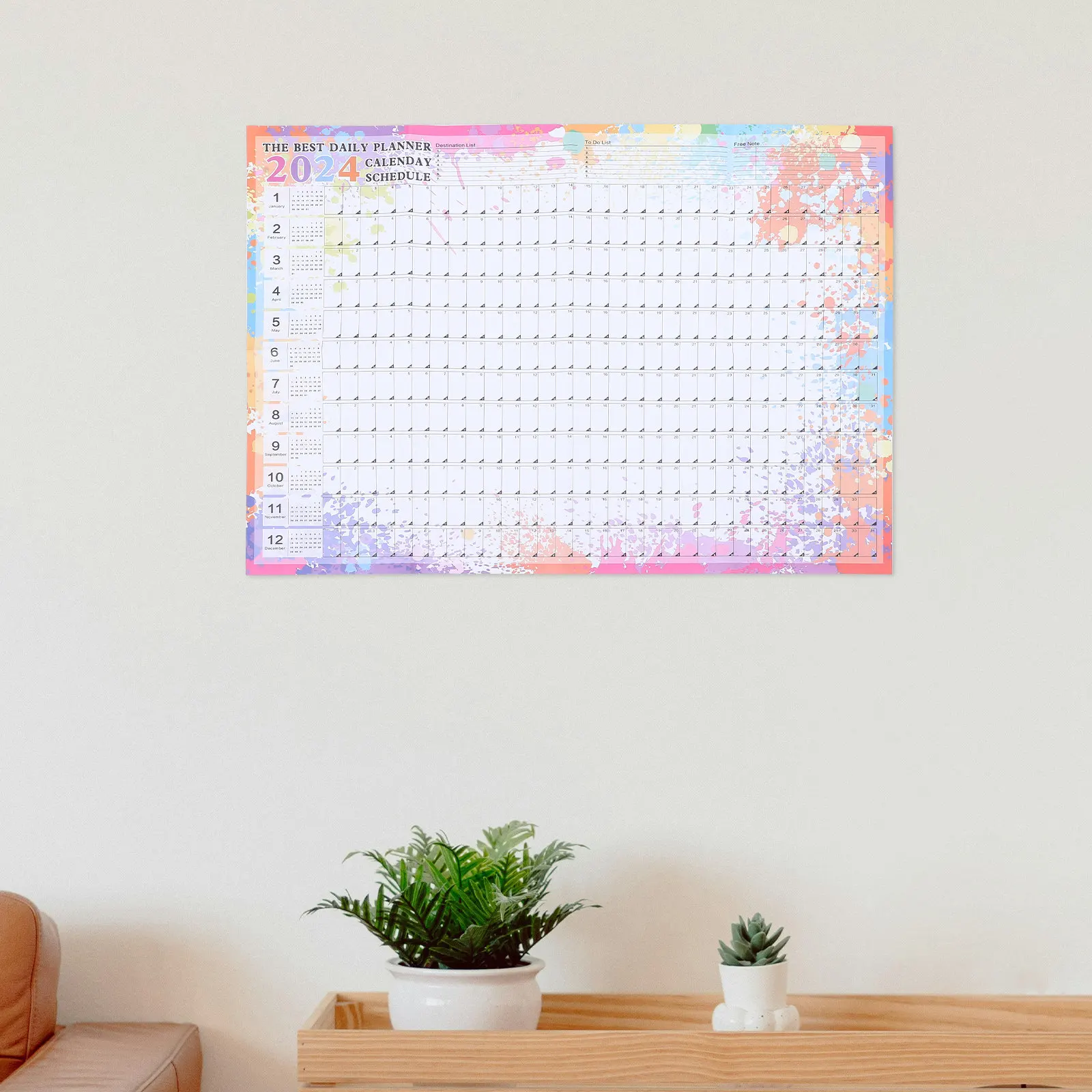 

Sturdy English Monthly Hanging Calendar Premium Thick Paper Design for Office Home Study Room Decorative Daily Planning Wall