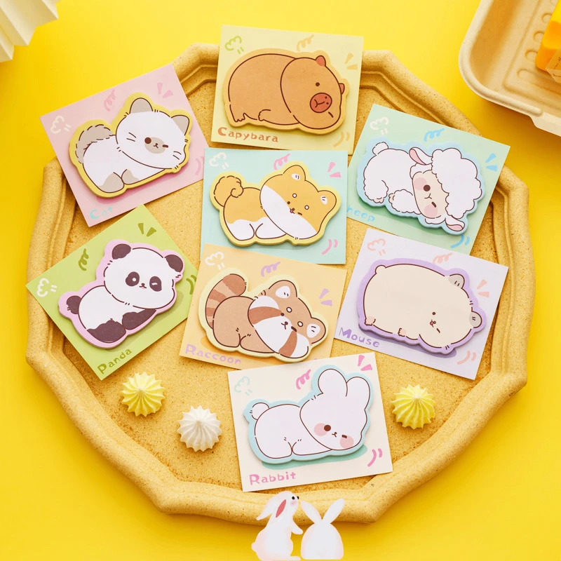 cute cartoon deitado animais sticky notes memo pad panda cao cat note book adesivos scrapbooking kids stationery 10 pcs por lote 01