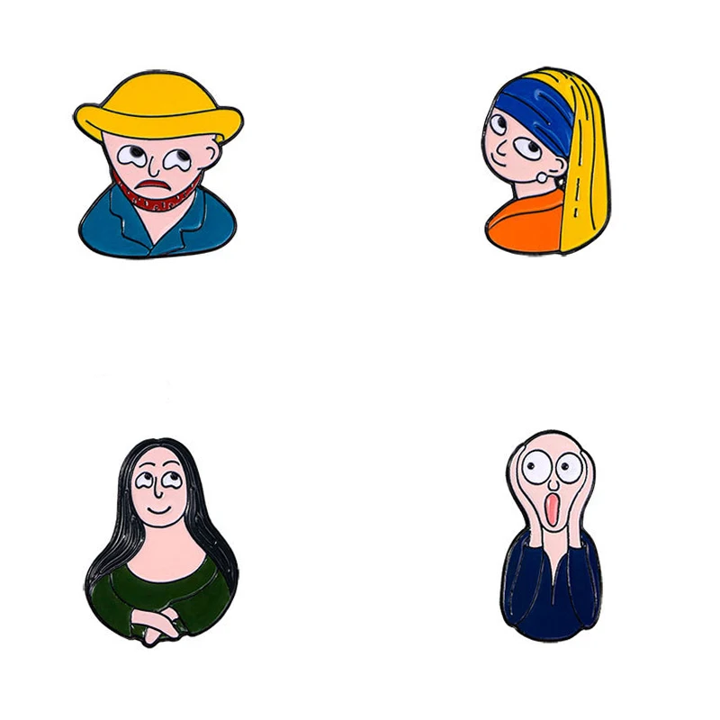 Comic character alloy badges Cartoon oil painting character-shaped brooches Clothing accessories pins for giving as gifts