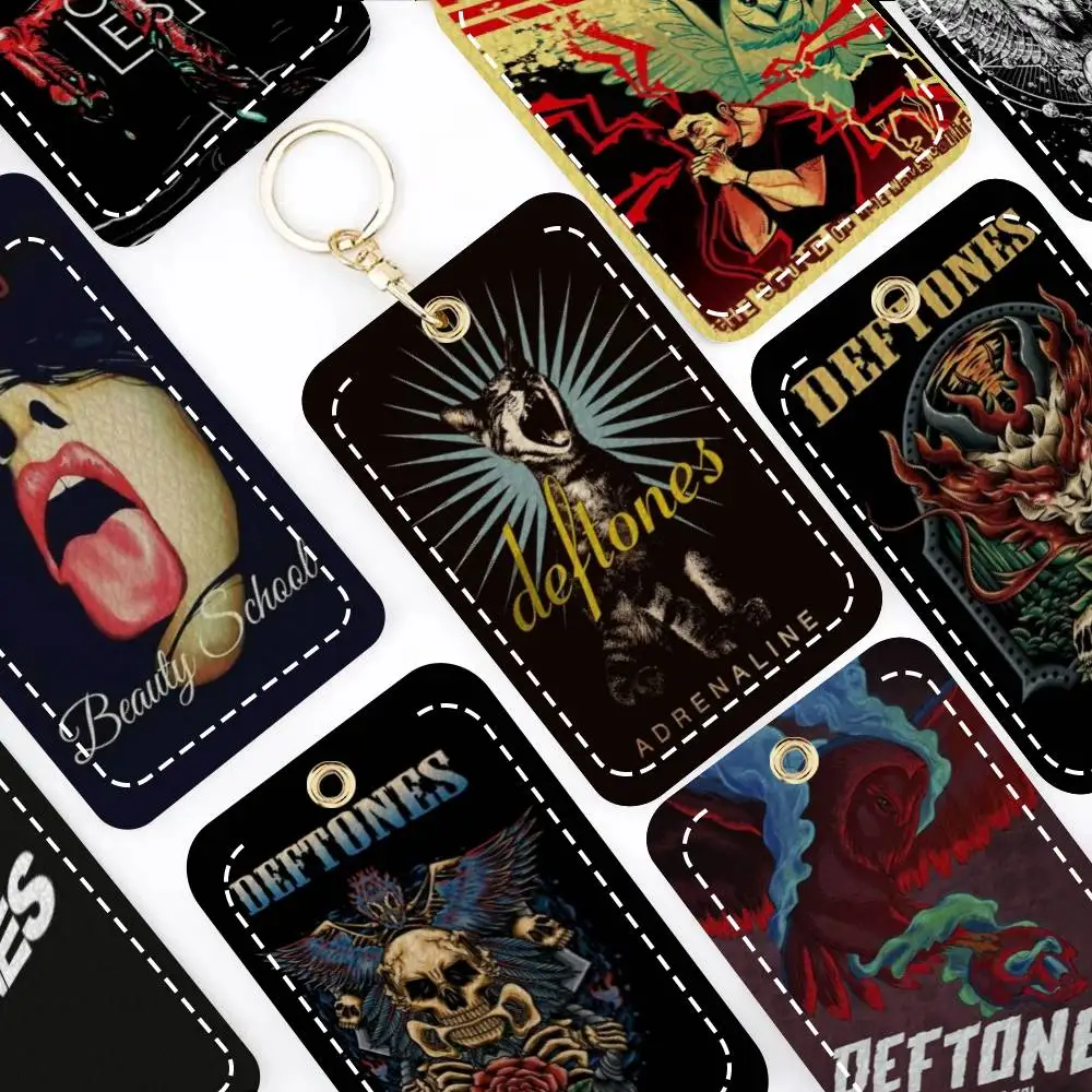 

Metal Band Deftones Music Album Card Holde Applicable To Credit Bus Card Soft Leather Rectangular Keychain Protective Cover