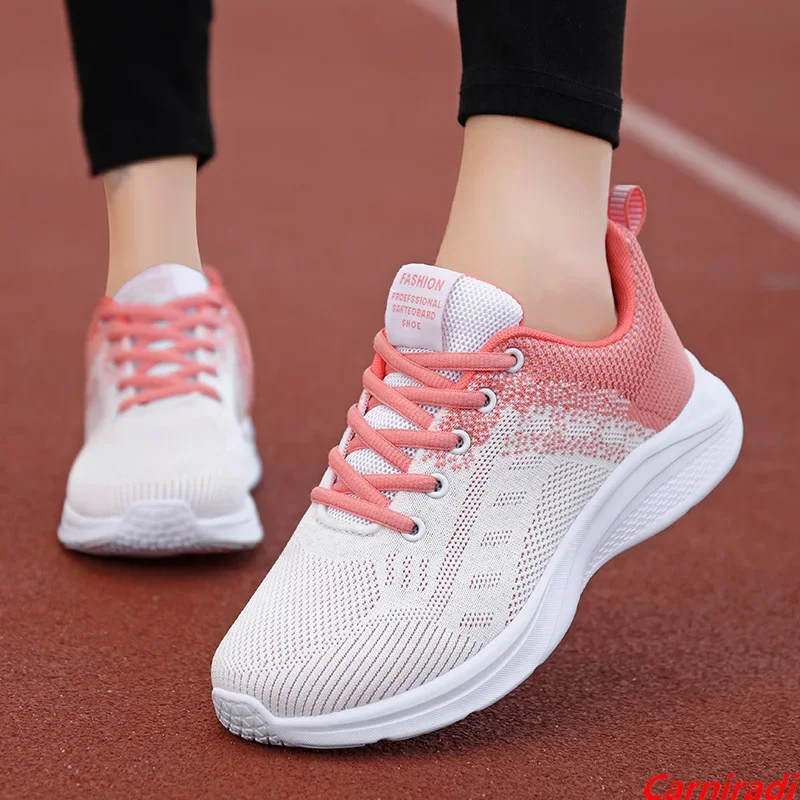 Lightweight Flying Weave Breathable Running Shoes Women Outdoor Sport Baskets Casual Sneakers Ladies Non-slip Flat Jogging Shoes