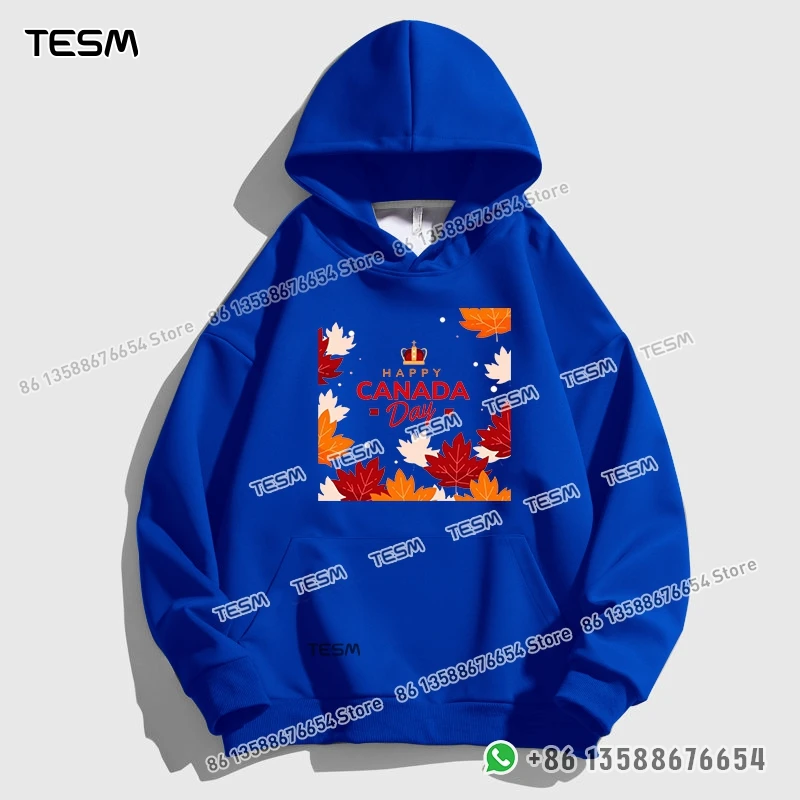 TESM Men Women Hoodie Canada Day Maple Leaf Print Trendy Sweatshirt Parent-child Sports Top Party Pullover Long - Sleeves