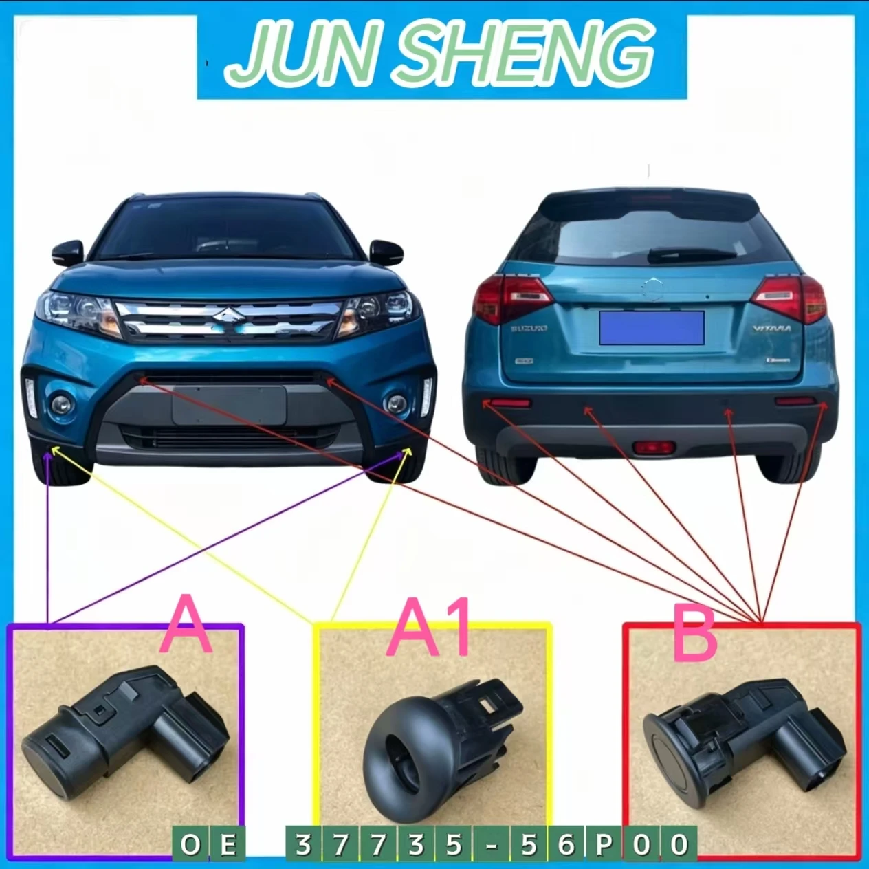 Park Sensor For Suzuki New Vitara 2015-2020 37735-56P00-000 37735-56P10-000 Front Lower Radar Bracket 37737-56P00-000