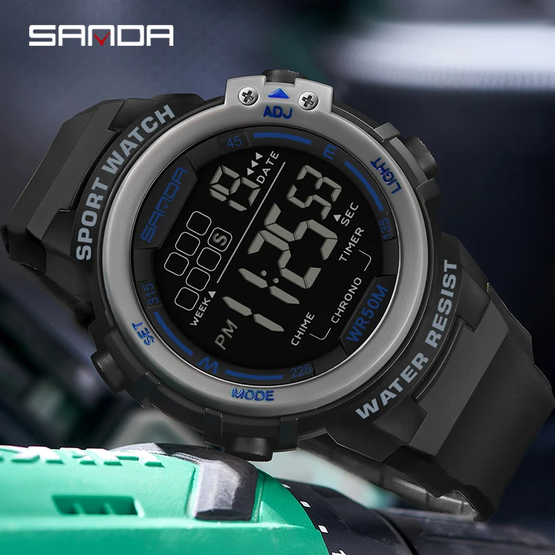 SANDA 2140 Alarm Clock Chrono 5Bar Waterproof Digital Watch reloj hombre New Fashion Outdoor Sport Men Multifunction Watches