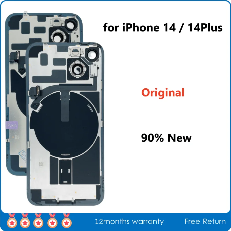 

90% новое, разобранные задние стеклянные крышки с NFC и беспроводной зарядкой для iPhone 14 14Plus, 100% оригинал, б/у