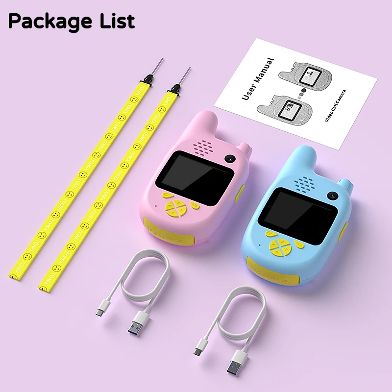 2PCS Video Walkie Talkie Bambini Bambini Interfono WiFi Interazione Interfono Giocattoli con Display da 2 '' Doppia Fotocamera per il Regalo del Festival