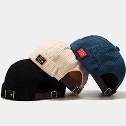 Retro Velvet  Brimless Beanie Hip Hop Hat Caps Adjustable Elastic Panels Skullcap Sailor Hats Men Women Cotton Streetwear Beanie