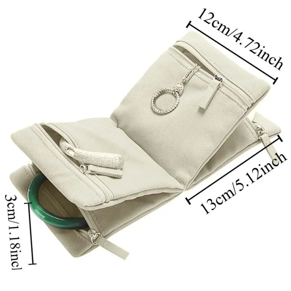 حقيبة تخزين المجوهرات المخملية المحمولة، حقيبة تخزين بسحاب قابلة للطي، مقصورات متعددة، أقراط حقيبة صغيرة #5