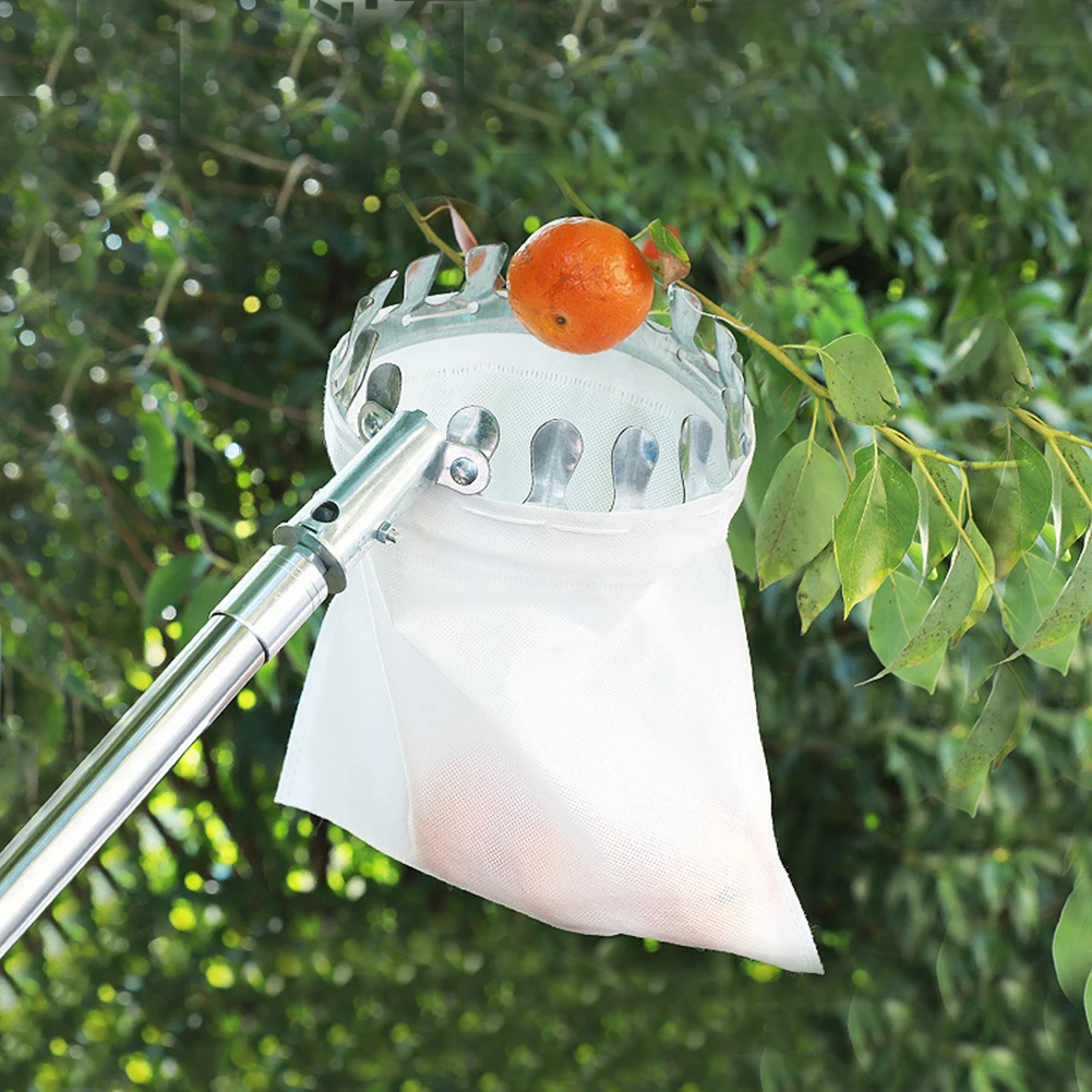 Stainless Steel Splicing Rod Fruit Picker High Tree Orchard Picking Tool Fruit Picking Tool for Apples Mango Lemon Orange