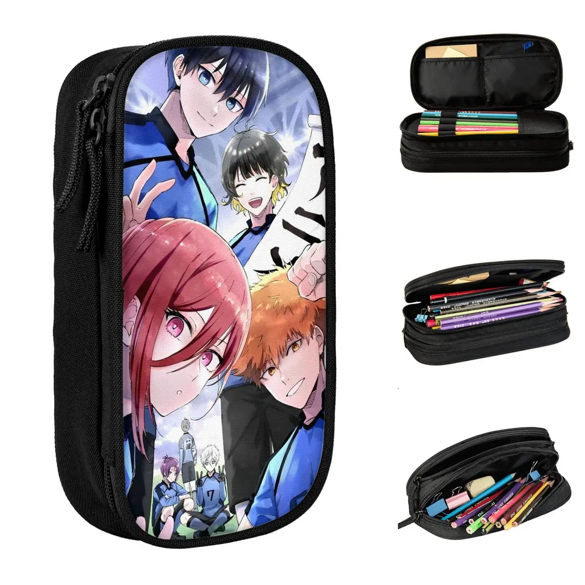 

Blue Lock Bachira Yoichi Isagi Pencil Case Double Layer Large Capacity Office Accessories Football Manga Pen Case Perfect Gifts
