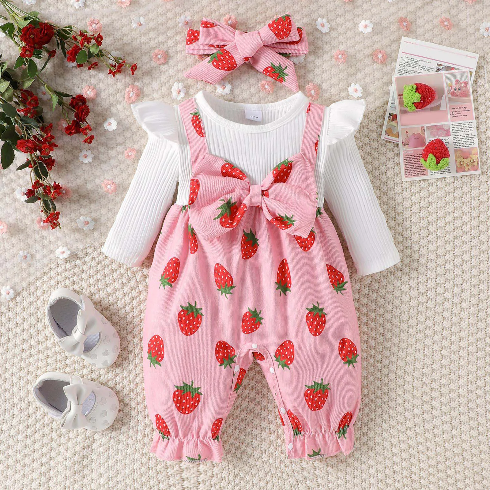

New Rompers For Newborn Infant Baby Girl Clothes Fall Winter Long Sleeve Romper Patchwork Bow 12 Month Girls Outfits 2025