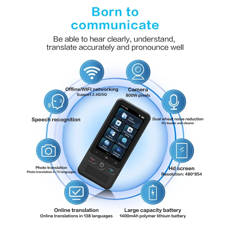 

New T18 Offline Voice Translator Intelligent 138 Language Wifi Real-Time Translator Without Internet Translation Stick-AU47