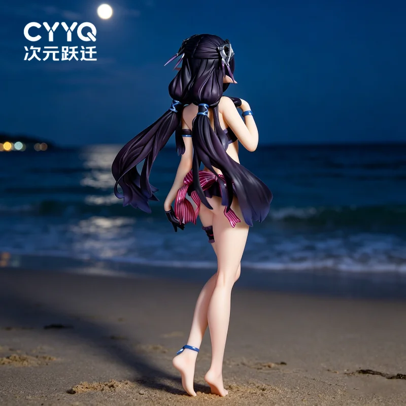 

Spot Pointed Ear Kemono Anime Statue Blue Ankle Strap Bracelet Thigh Strap Night Seaside Wave Background Ornament