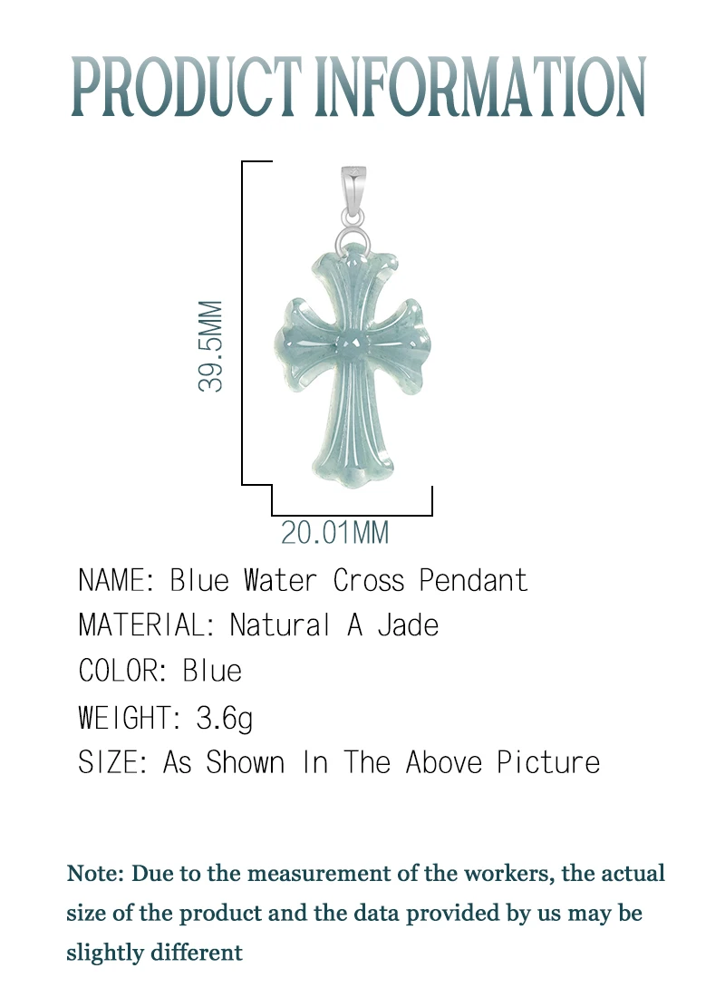 Natürlicher blauer Wasser-Jade-Kreuzanhänger, S925-Silberbasis, handgeschnitztes Amulett für religiöse Zwecke, geeignet für Männer und Frauen – Detail 2