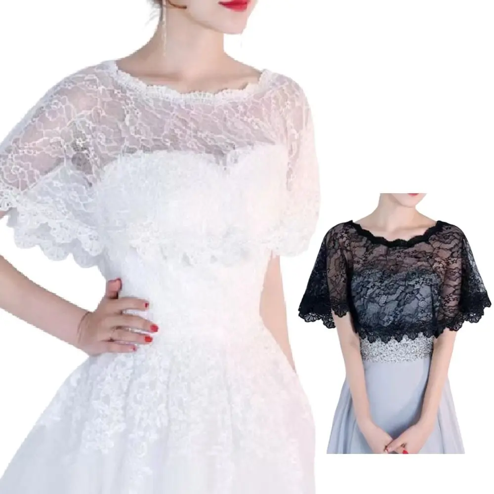 

Fashion Hollow Out Lace Cover Up Tops Elegant Retro Fake Collar Thin French Style Lace Shawl Poncho Daily