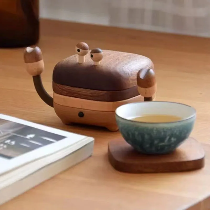 Creativity Crab Shape Wooden Heat-Proof Coaster Living Room Restaurant Accessories Storage Desktop Ornament Home Decoration