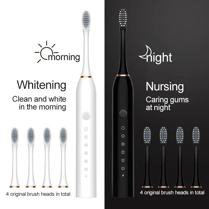 Six Speed Mode Electric Toothbrush Ultrasonic Home Automatic Soft Hair Deep Cleaning USB Charging Waterproof Adult Tooth Cleaner