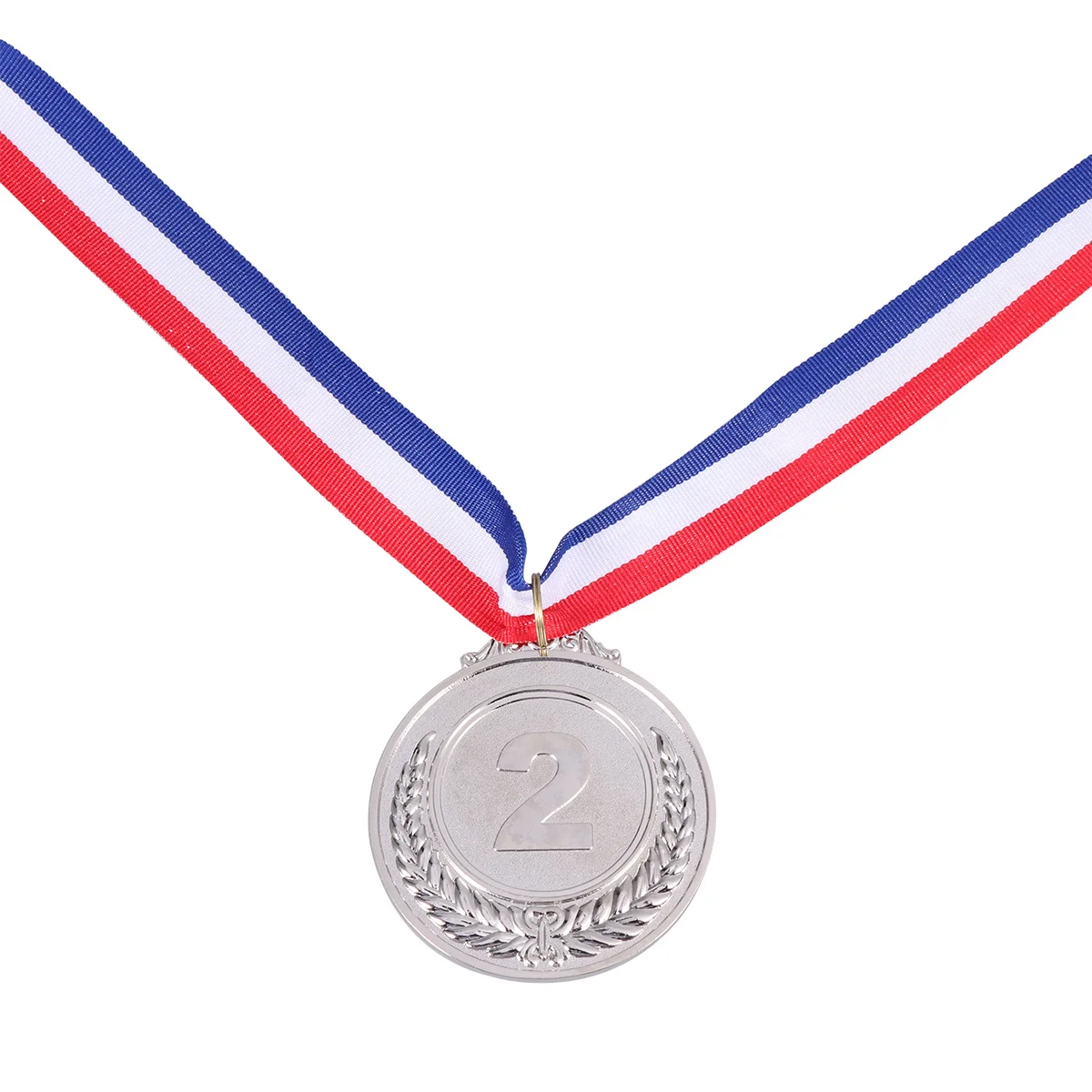 

2pcs Metal Award Medals Gold Sports Competition Prize With Neck Ribbon For Silver Second Place Winner Trophy Wheat Design