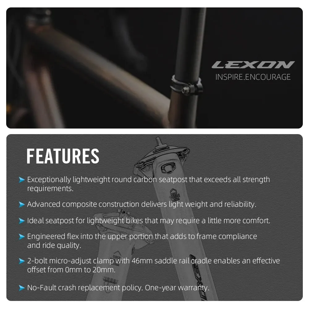 مقعد من Lexon-Ultralight من الكربون ، أنبوب مقعد ، عمود مقعد ، طول ، مناسب لدراجة MTB ، حصى ، دراجة طريق ، مقاسين ، صفين ، g #3