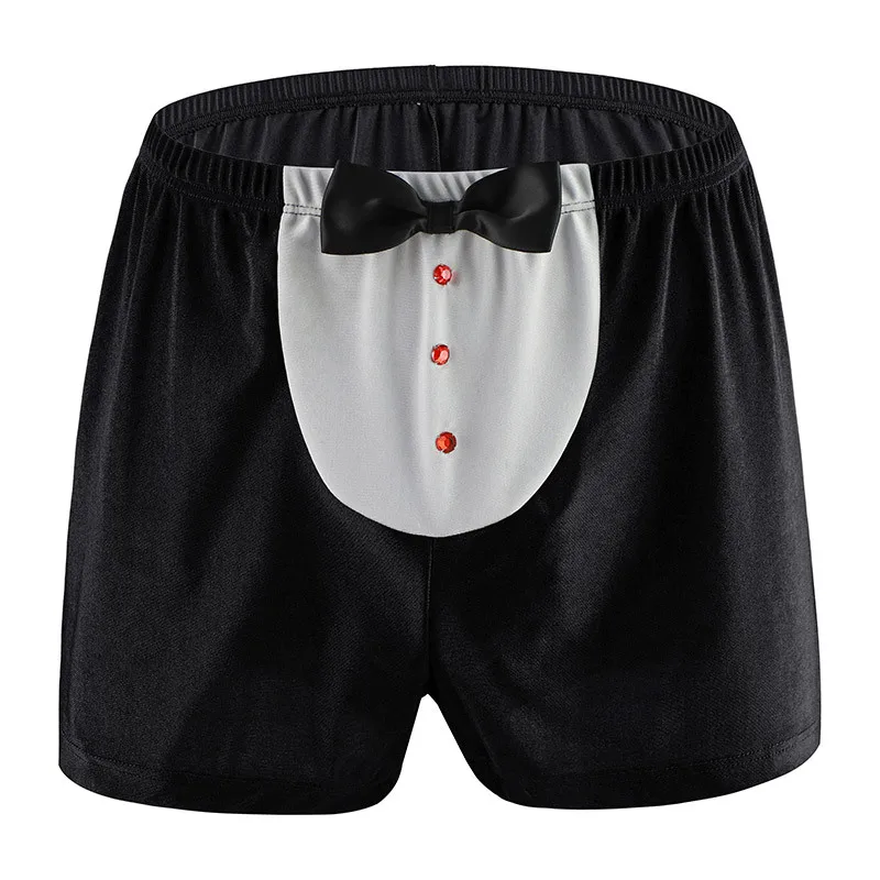 

Мужские сексуальные трусы-боксеры с бантом, низкой посадкой, U-образным мешочком, дышащие, из тонкого нейлона, для вечеринок, новинка