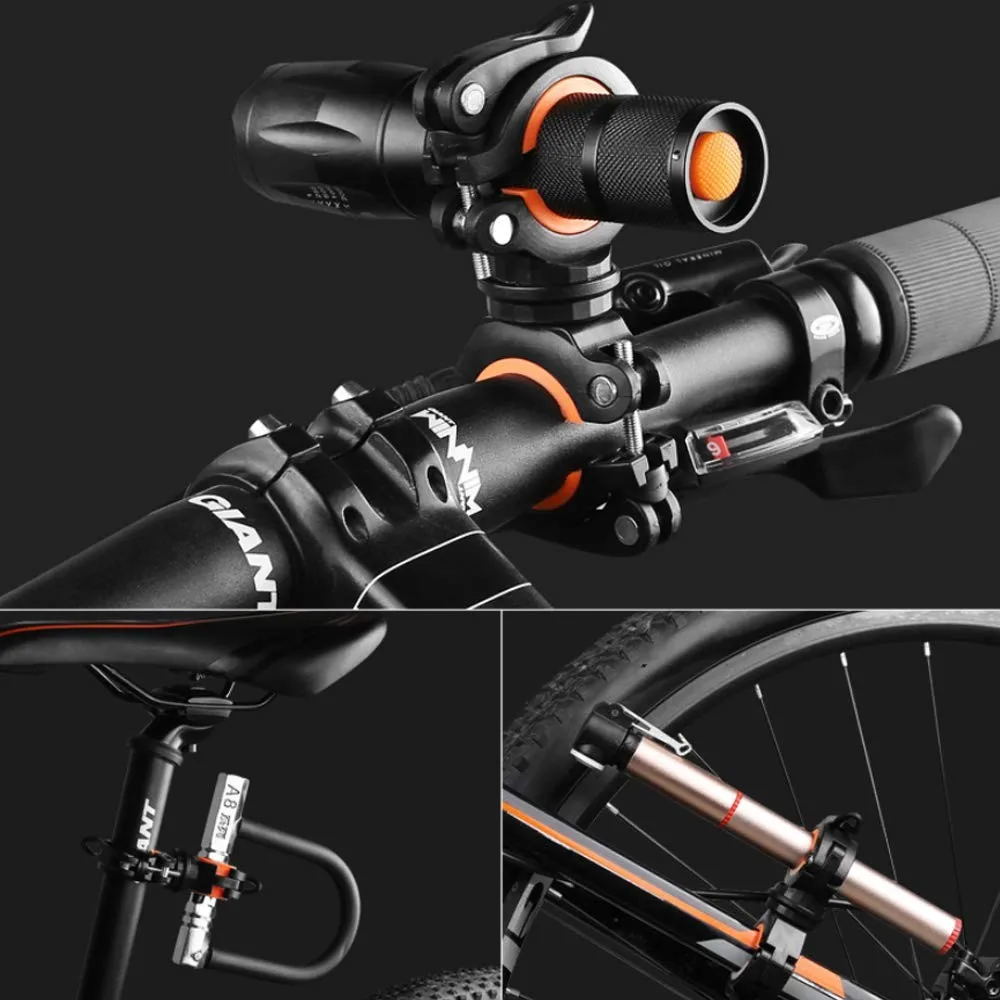 2 Pack 360° Rotation Flashlight Mount Holder Bicycle LED Light Clip Clamp Universal for Bike Handlebar Cycling Riding