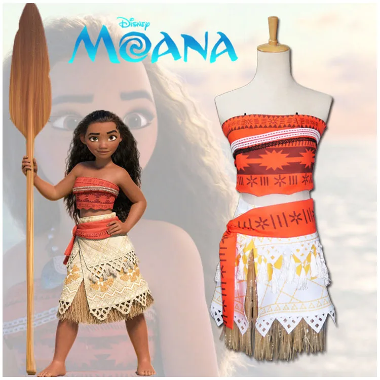 Disfraz de princesa Vaiana Moana de Anime, vestido de océano Maui Moana, collar Mao, trajes de actuación de Halloween para fiesta de niños y adultos