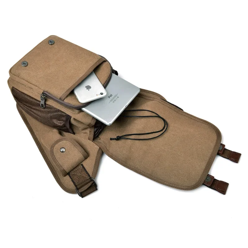 Men Crossbody Bags Male Canvas Shoulder Bags Boy Messenger Bags Handbags for Travel Vintage Style Casual Brown Bag bolsos hombre