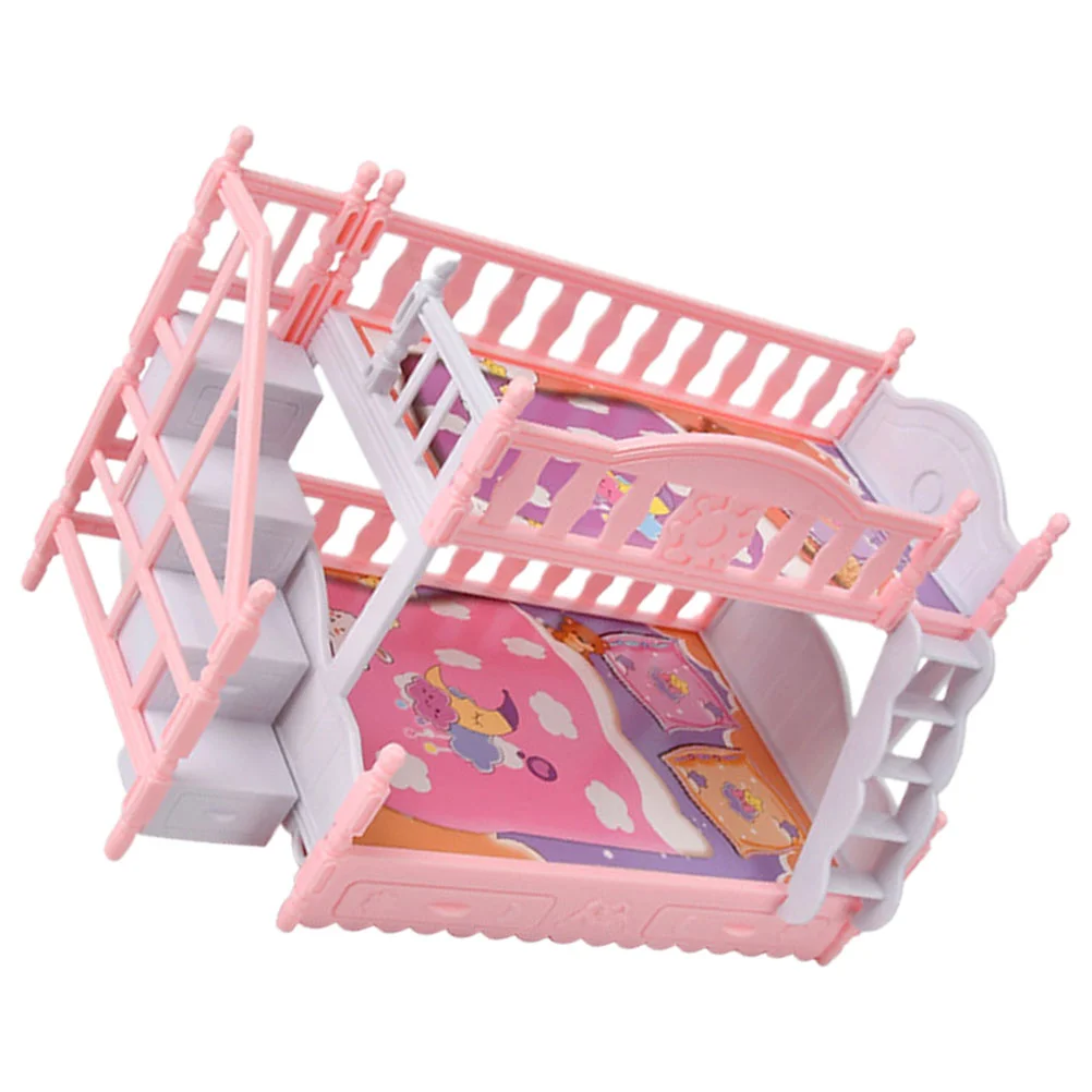 Play House Accessories Mini Bed Miniature Furniture Pillows Bunk Model Plastic Adornment Models Baby Kids Toys