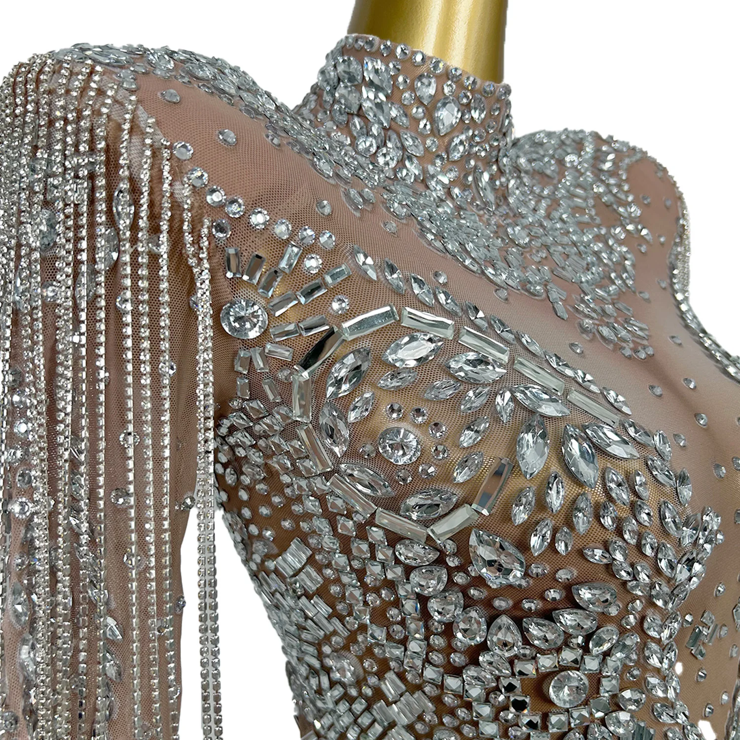 Piaochong-vestido de graduación con borla de cristal brillante para mujer, vestidos de graduación de manga larga, vestido de fiesta de noche de