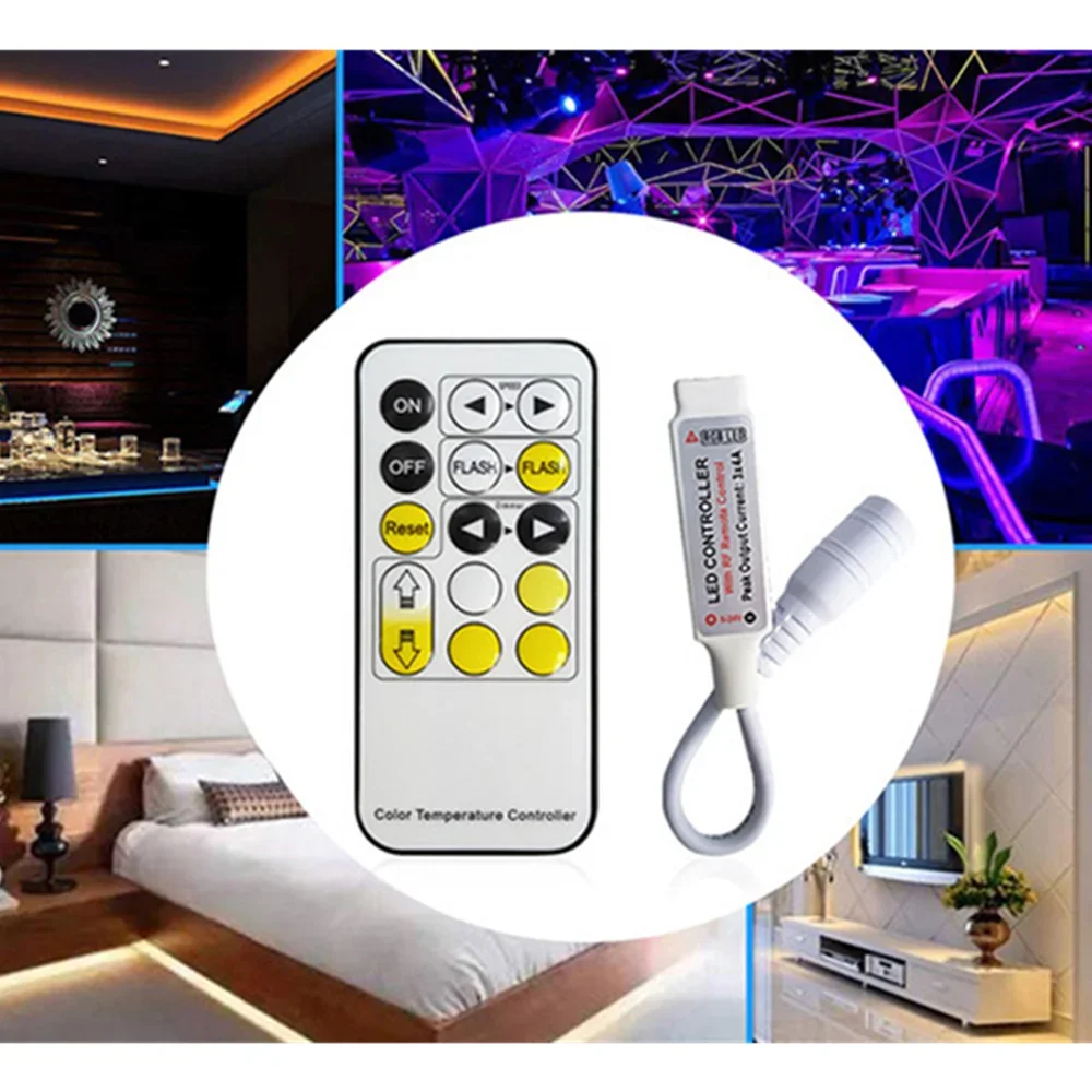 15 Key Dual Color Temperature Controller DC Head Intelligent Seven Color RF Flow Light Strip Controller