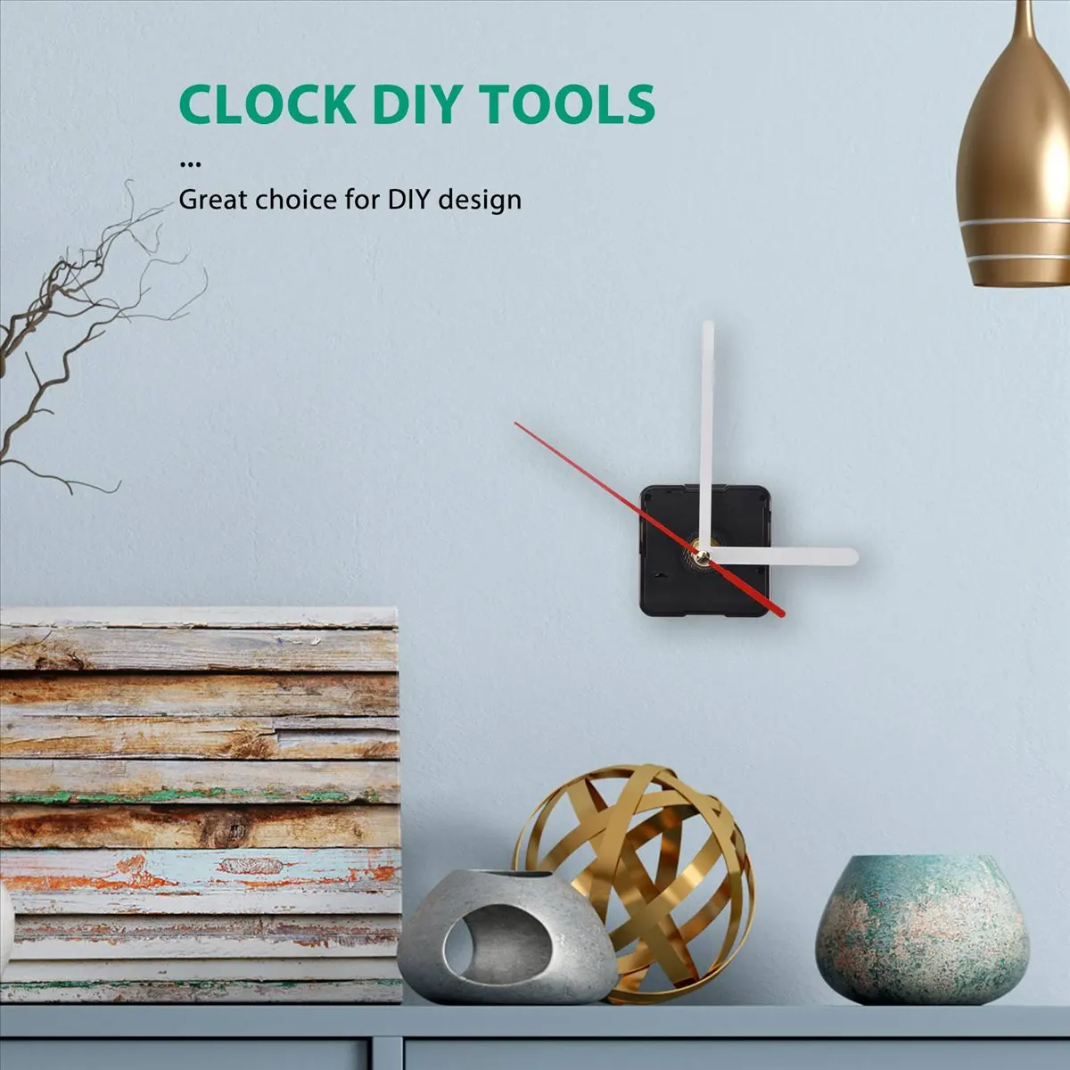 ABQR Clock Movement Mechanism with White Hour Minute Red Second Hand DIY Tools Kit