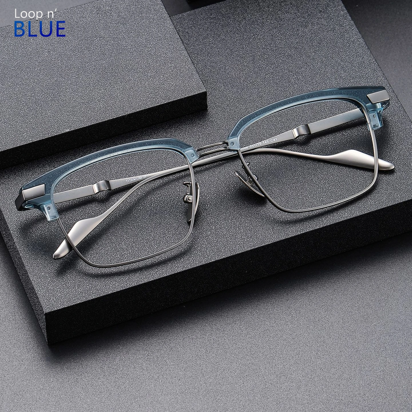 LOOPNBLUE Titanium Prescription Glasses Men Square Anti Blue Light Computer Eyeglasses High Quality Myopia Photochromic Eyewear
